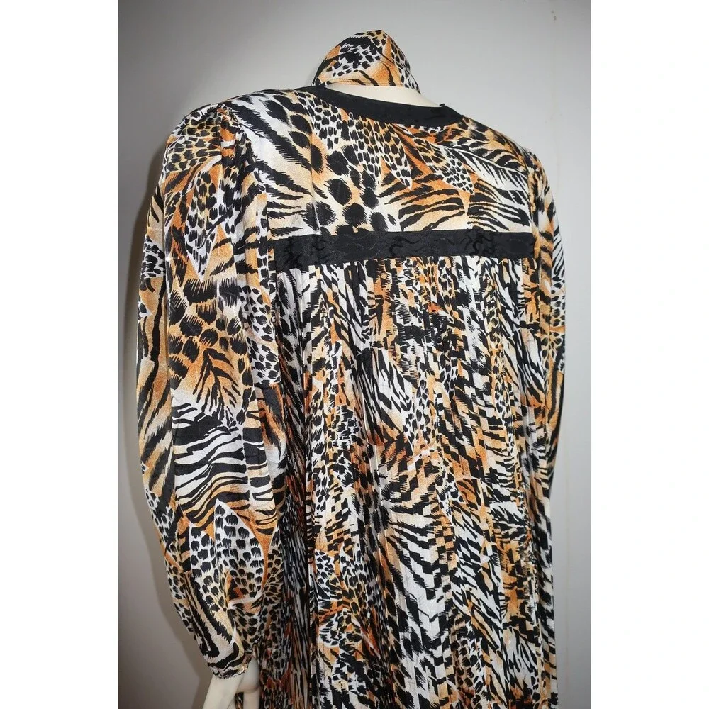 VTG Diane Freis Animal Print Cheetah Dress 3 Pc Set Blouse Skirt Georgette L/XL - Picture 10 of 16
